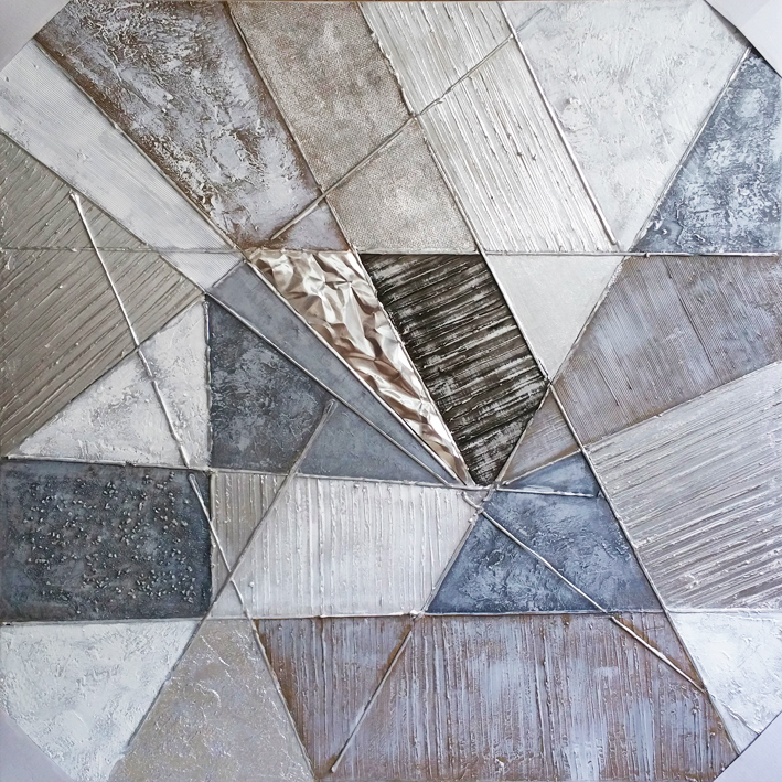 DY032 Wall décor art oil on canvas abstract blue silver grey tones